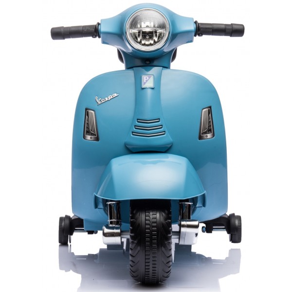 Vespa elektroskrejritenis ar zilu eko ādas sēdekli un atzveltni--bebis.lv