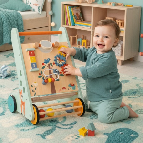 Koka interaktīvs staigulītis bērniem, MILZU XXL, 48 cm--bebis.lv