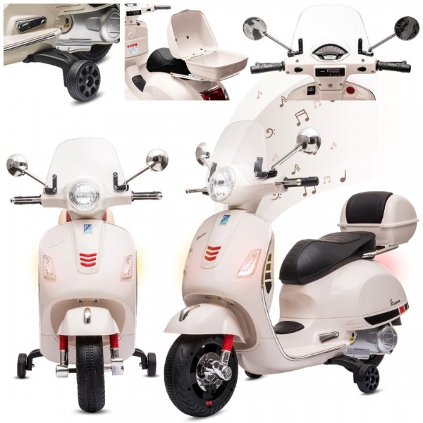 Vespa elektroskrejritenis ar koferi, balts--bebis.lv