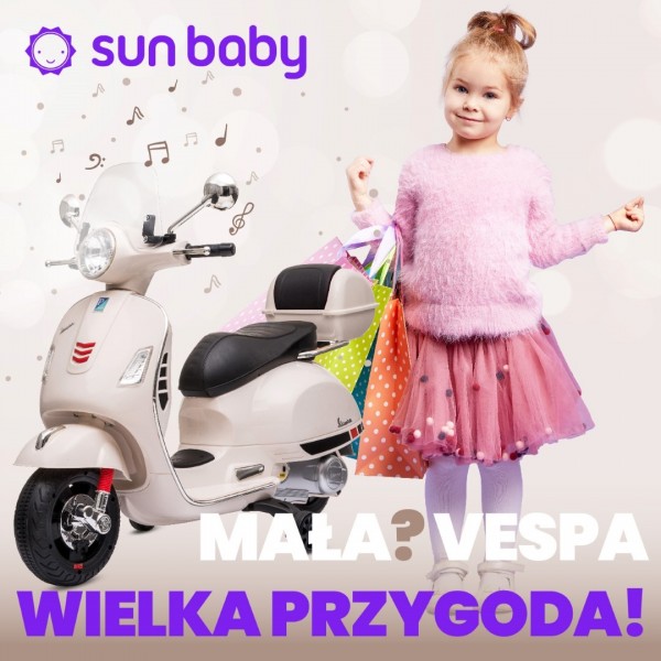 Vespa elektroskrejritenis ar koferi, balts--bebis.lv