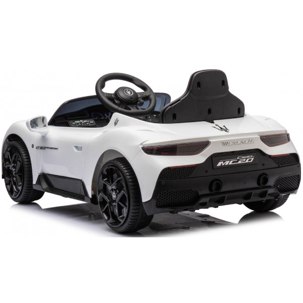 Ar akumulatoru darbināms automobilis Maserati GT Cabrio baltā krāsā--bebis.lv