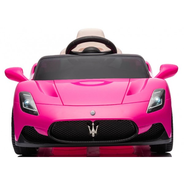 Rozā krāsas Maserati GT Cabrio ar akumulatoru darbināms automobilis--bebis.lv