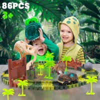Children's race track medium 90 pieces Dinosaurs accessories