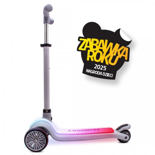 LUMIRIDE LED līdzsvara skrejritenis ar 3 riteņu platformu, 7 krāsas / 20 programmas - pelēks--bebis.lv