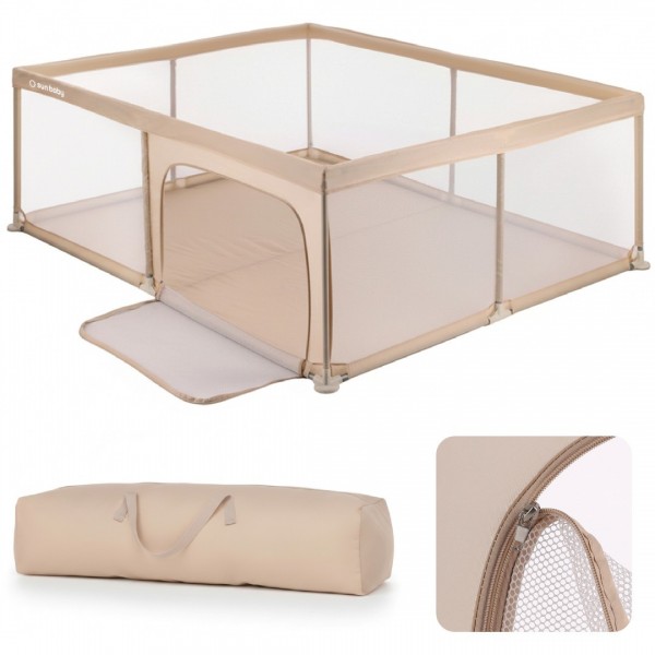 Детский манеж, кроватка, БОЛЬШАЯ ИГРОВАЯ ПЛОЩАДКА, 150 x 200 x 68 см - бежевый--bebis.lv