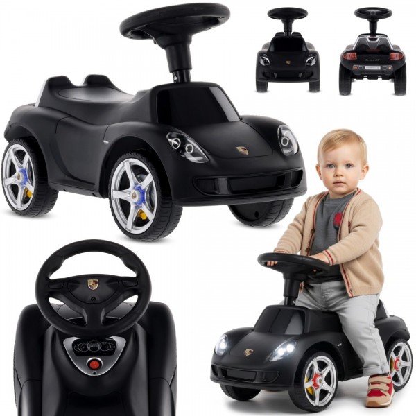 Porsche Carrera GT melns bērnu ratiņu stūmējs--bebis.lv