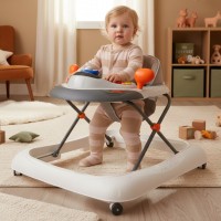 Bērnu staigulītis ar atdurēm un rokturi - pelēks