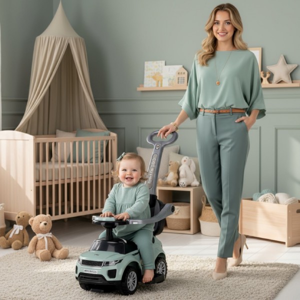 Braucamais ratiņš ar rokturi un skavu Sporta automašīna - salvijas krāsā - unikāla krāsa--bebis.lv