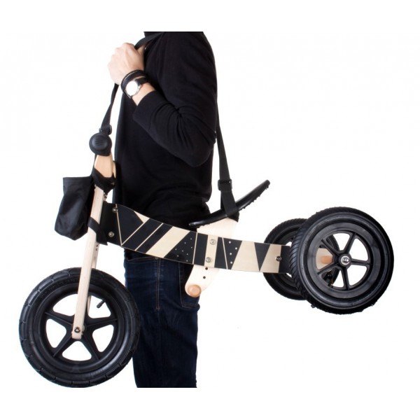 Koka līdzsvara velosipēds 2 gadus veciem bērniem 2-in-1 Twist Plus - Samoa Black Edition--bebis.lv