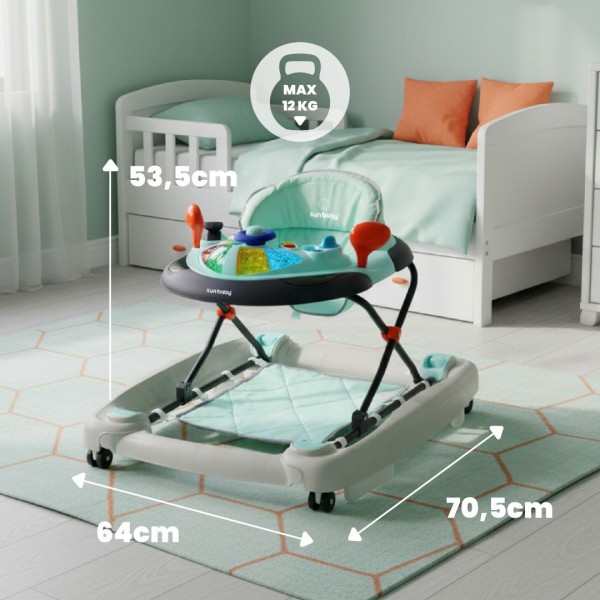 Bērnu staigulītis ar stūri - zils un pelēks--bebis.lv