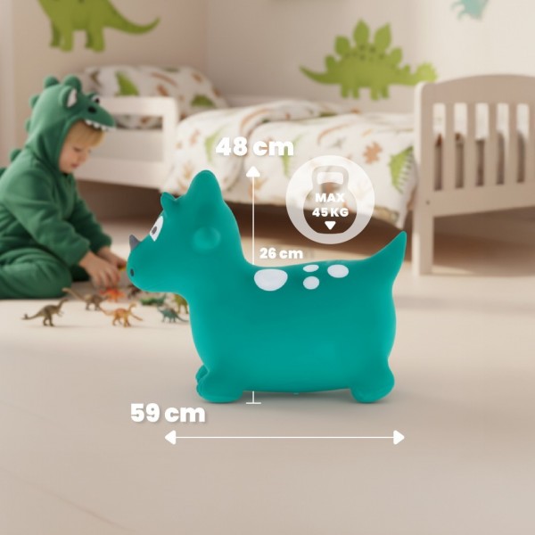 Детский резиновый джемпер DINO 59 см, зеленый, для прыжков с насосом.--bebis.lv