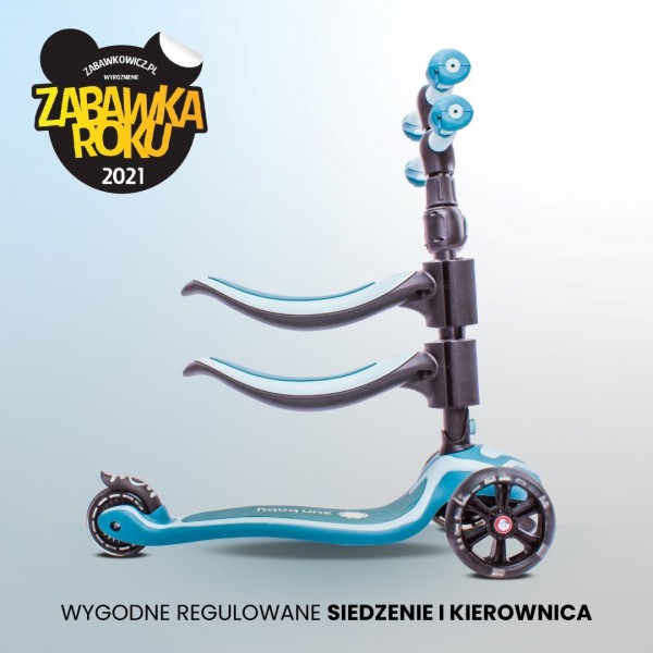 Flash 3-in-1 līdzsvara velosipēds, skrejritenis, skrituļdēlis ar LED riteņiem - pasteļtirkīza zils--bebis.lv