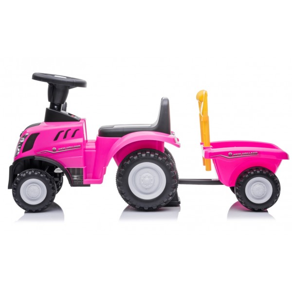 Braucamais stūmējtraktors ar piekabi New Holland rozā krāsā--bebis.lv