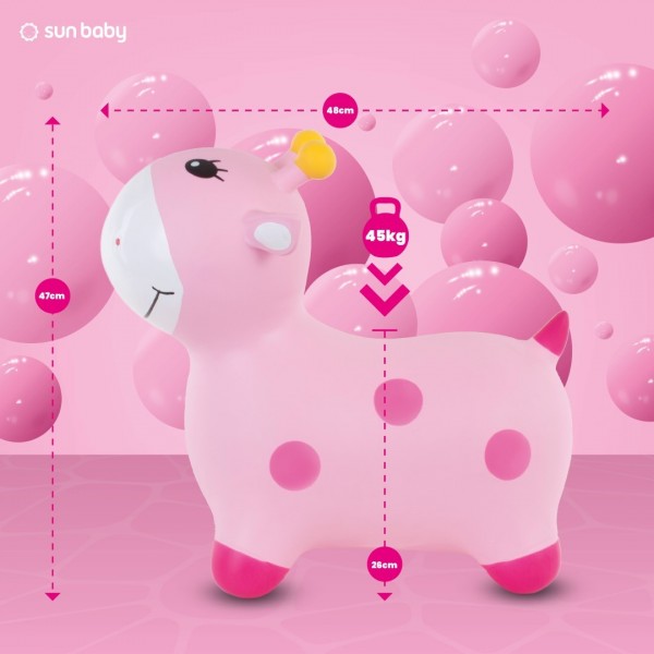 Bērnu gumijas džemperis ŽIRAFES 48 cm rozā lēkāšanai ar pumpīti--bebis.lv