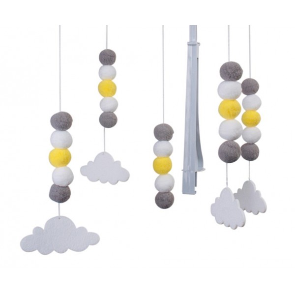 Bērnu gultiņas karuselis ar mūzikas kastīti - POMPOMS un MĀKOŅI--bebis.lv